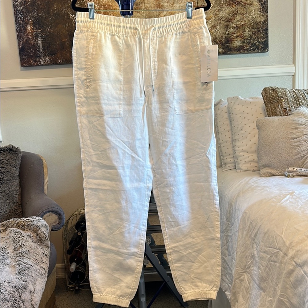NWT Athleta White Retreat Linen Pants